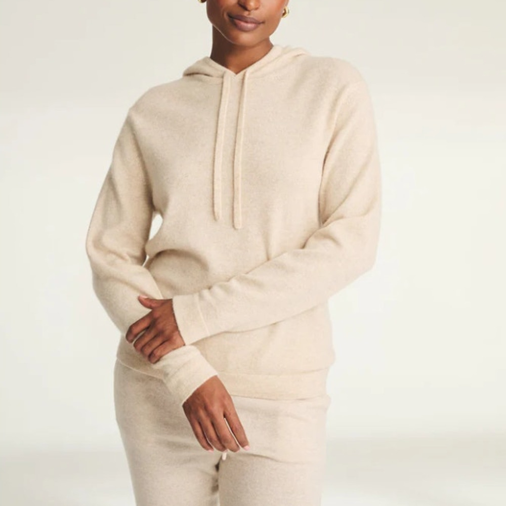 NAADAM 100% Cashmere Hoodie Sweater Oatmeal Tan Long Sleeve Women's M